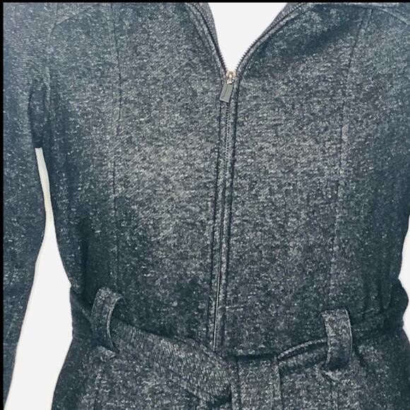 Jones New York Belted Pea Coat Jacket Size Small Charcoal Fabric Coat with Hood - Picture 14 of 16